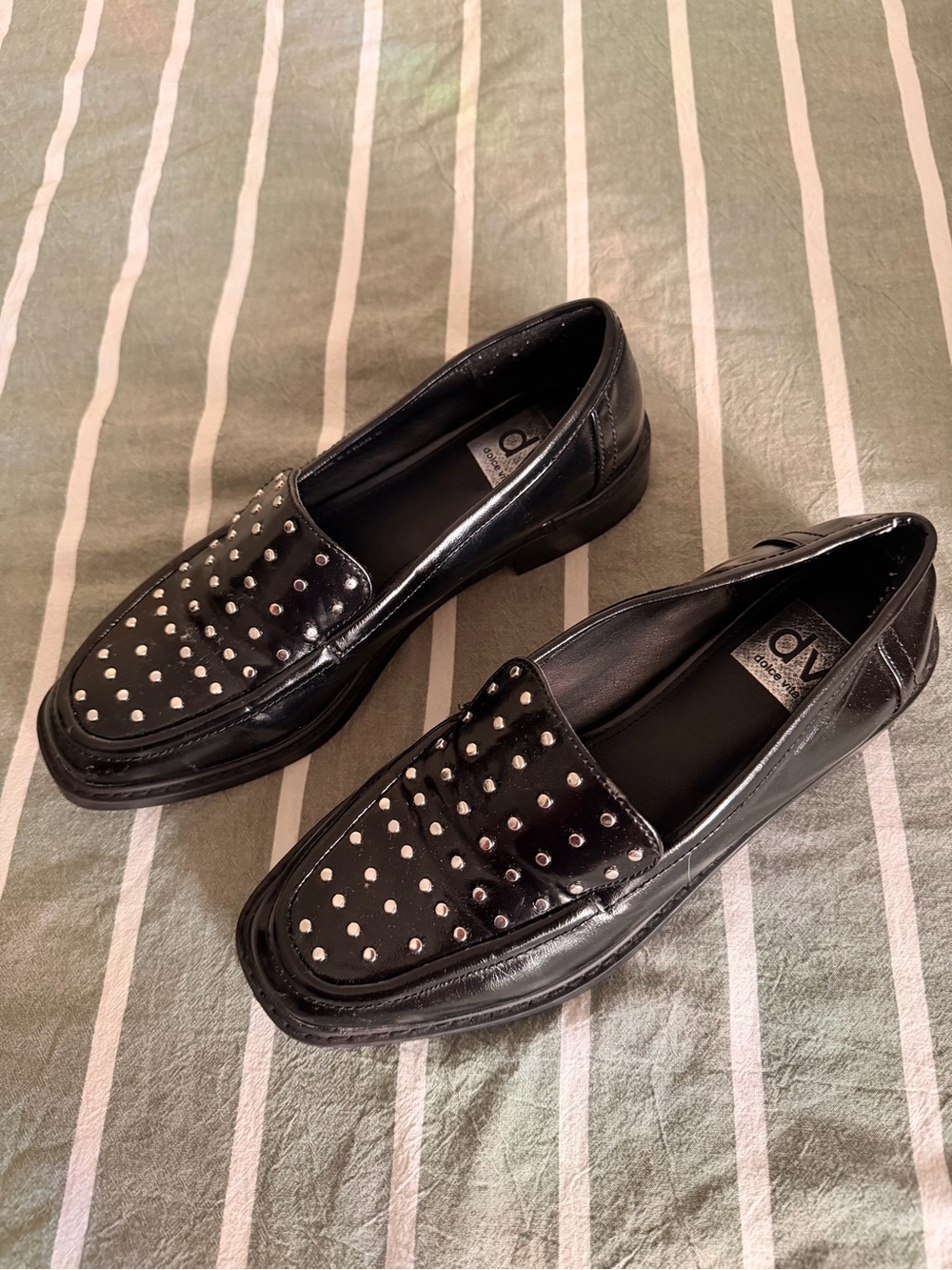 Dolce Vita Black Studded Patent Loafers